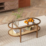 2-Tier Coffee Table with Glass Top and Acacia Wood Frame 15 2-Tier Coffee Table with Glass Top and Acacia Wood Frame