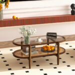 2-Tier Coffee Table with Glass Top and Acacia Wood Frame 20 2-Tier Coffee Table with Glass Top and Acacia Wood Frame
