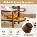 2-Tier Coffee Table with Glass Top and Acacia Wood Frame 21 2-Tier Coffee Table with Glass Top and Acacia Wood Frame