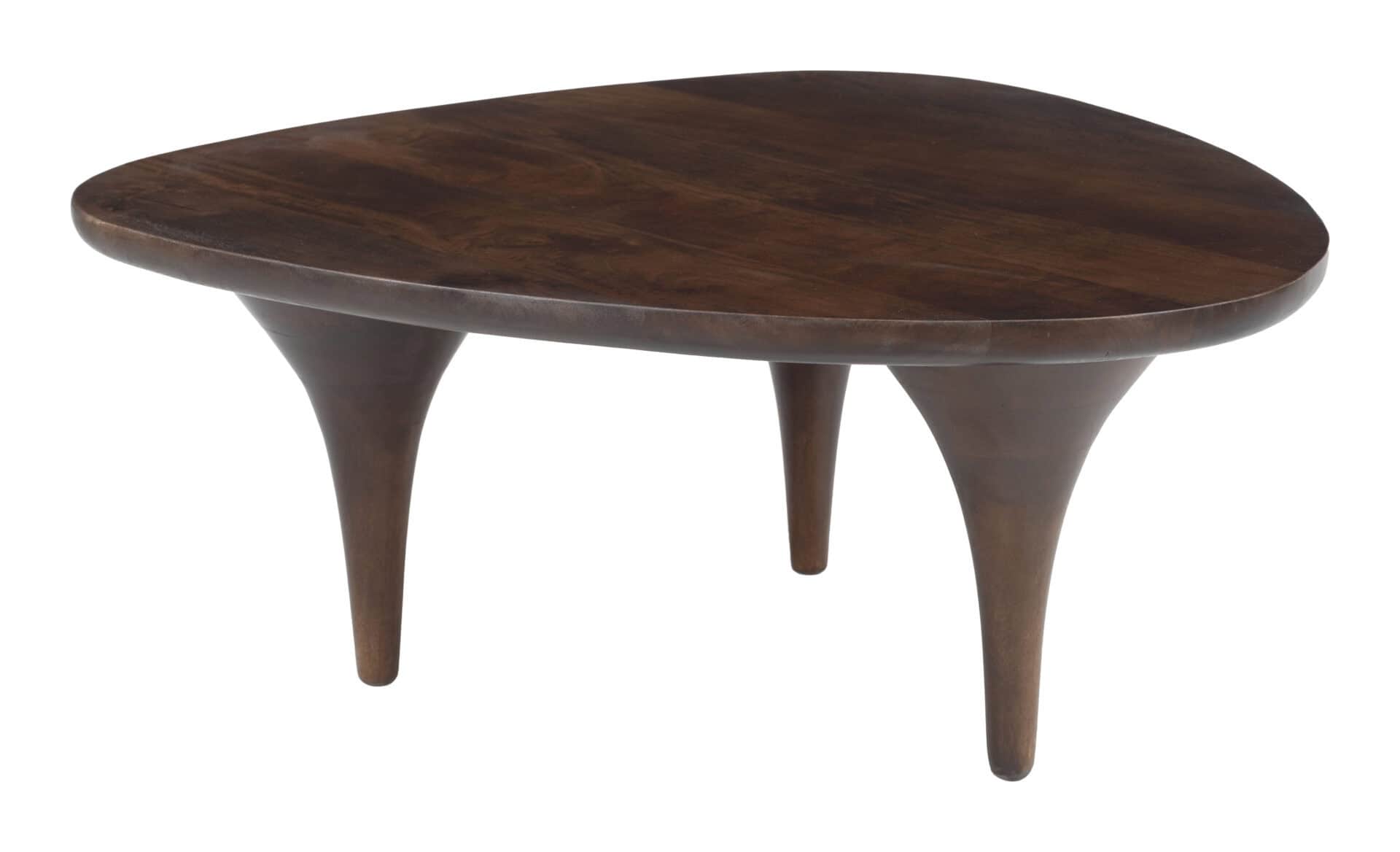 Walnut Mango Wood Coffee Table with Triangular Top 1 Walnut Mango Wood Coffee Table with Triangular Top