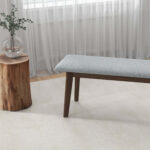 Grey Fabric Upholstered Solid Wood Bench with Removable Legs 36 Inch