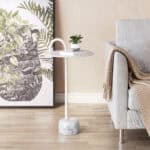Modern White Side Table with Marble Base and Steel Frame 8 Modern White Side Table with Marble Base and Steel Frame
