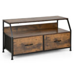 Rustic Brown TV Stand with 2 Drawers and Shelves
