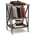 Vintage 3-Tier Rolling End Table with Dividers and Wheels
