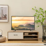 Modern TV Stand with Drawer and Shelves for 55-Inch TVs