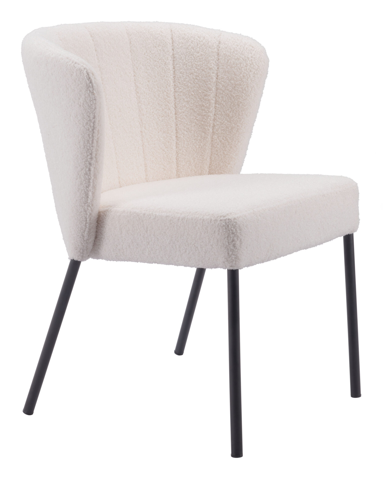 Cream Shearling Style Mid-Century Modern Stackable Dining Chair (Set of 2) 3 Cream Shearling Style Mid-Century Modern Stackable Dining Chair (Set of 2) - Image 3