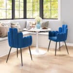 Navy Blue Velvet Dining Chairs with Armrests, Steel Frame (Set of 2) 11 Navy Blue Velvet Dining Chairs with Armrests, Steel Frame (Set of 2)