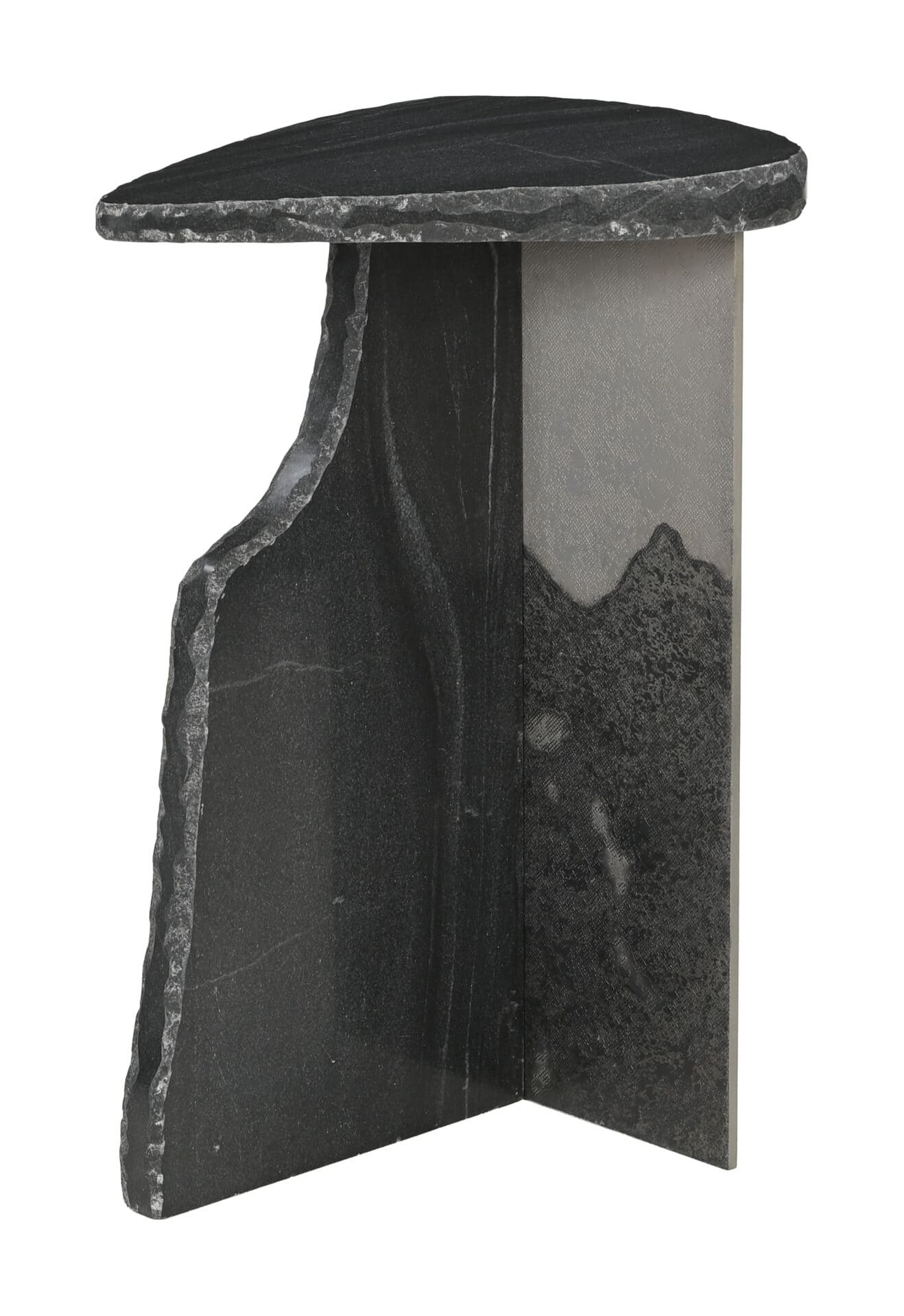Modern Black Marble and Iron Side Table 1 Modern Black Marble and Iron Side Table