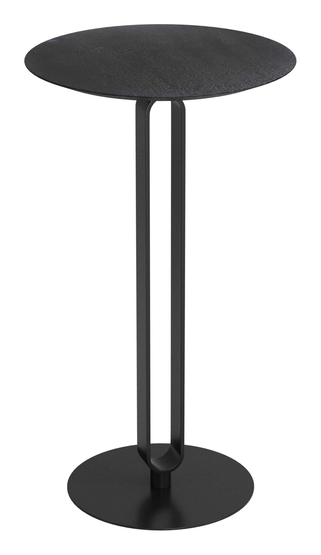 Black Round Bar Table with Steel Frame and Wood Veneer Top 6 Black Round Bar Table with Steel Frame and Wood Veneer Top - Image 6