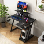 L Shaped Gaming Desk with Storage, Outlets, and USB Ports