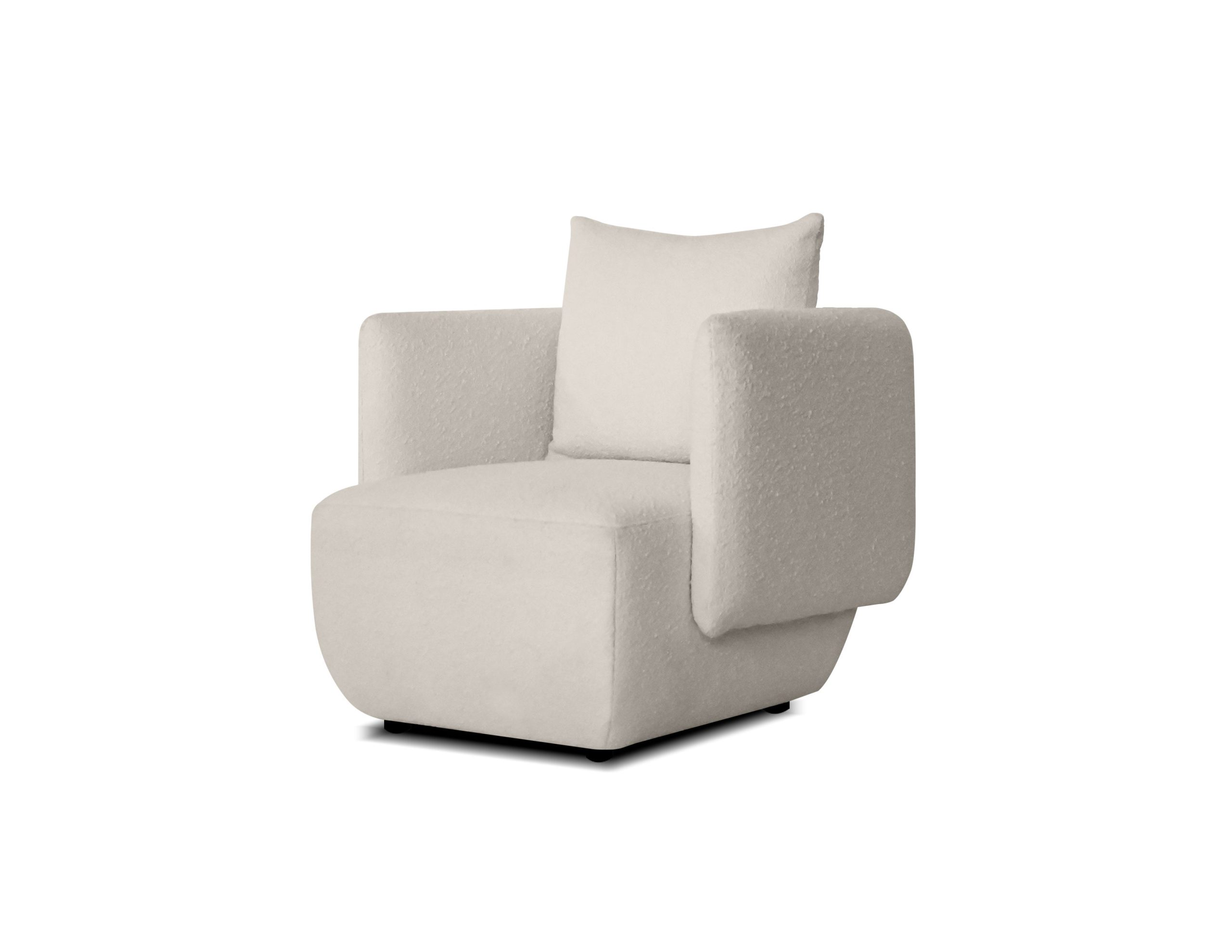 probe cream boucle fabric modern lounge chair