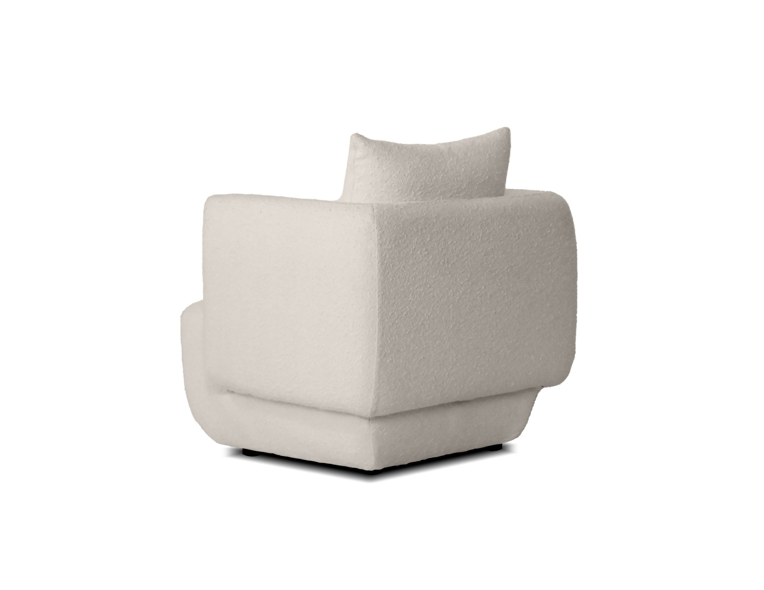 probe cream boucle fabric modern lounge chair