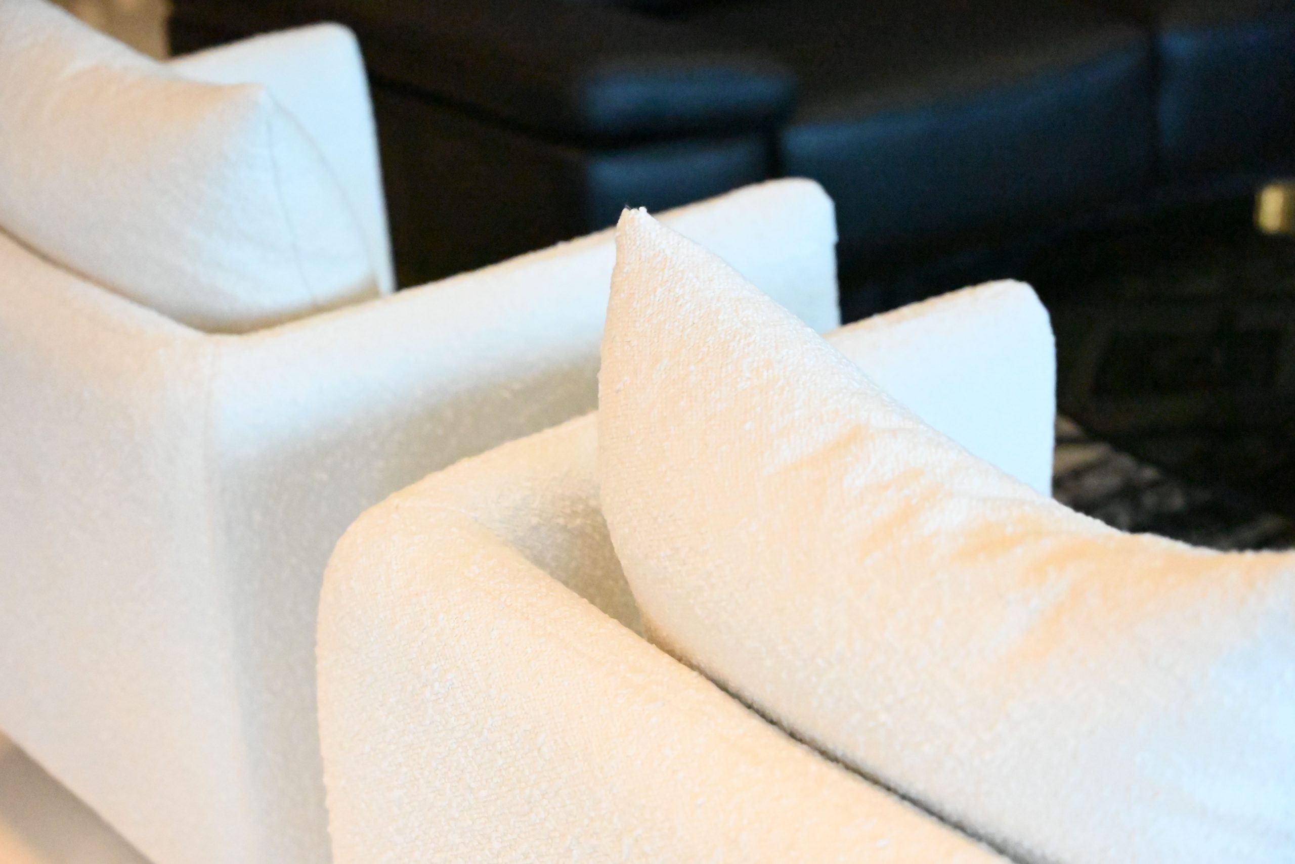 probe cream boucle fabric modern lounge chair