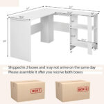 White L-Shaped Corner Desk with Shelves and Cable Holes 12 White L-Shaped Corner Desk with Shelves and Cable Holes