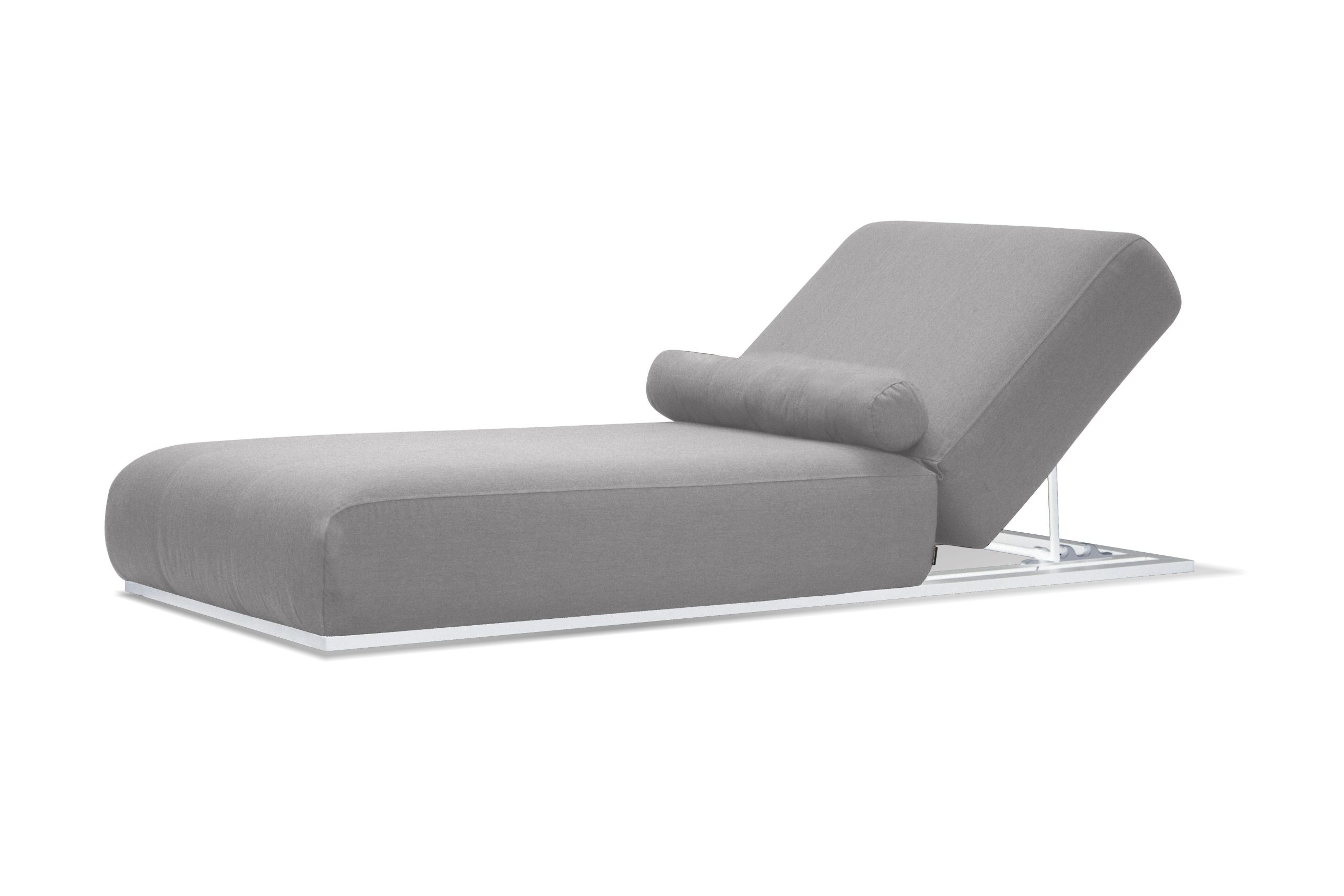 bondi heather grey sunbrella fabric white aluminum lounger chair