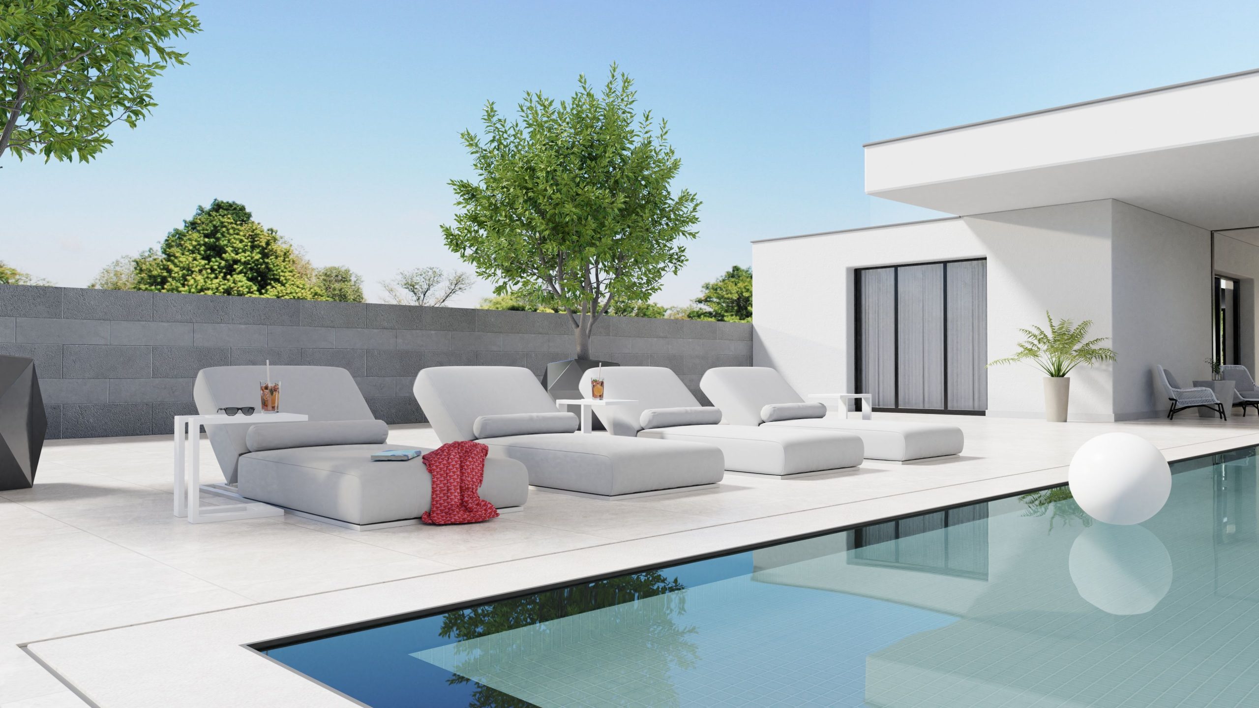 bondi silver sunbrella fabric white aluminum outdoor lounger chair