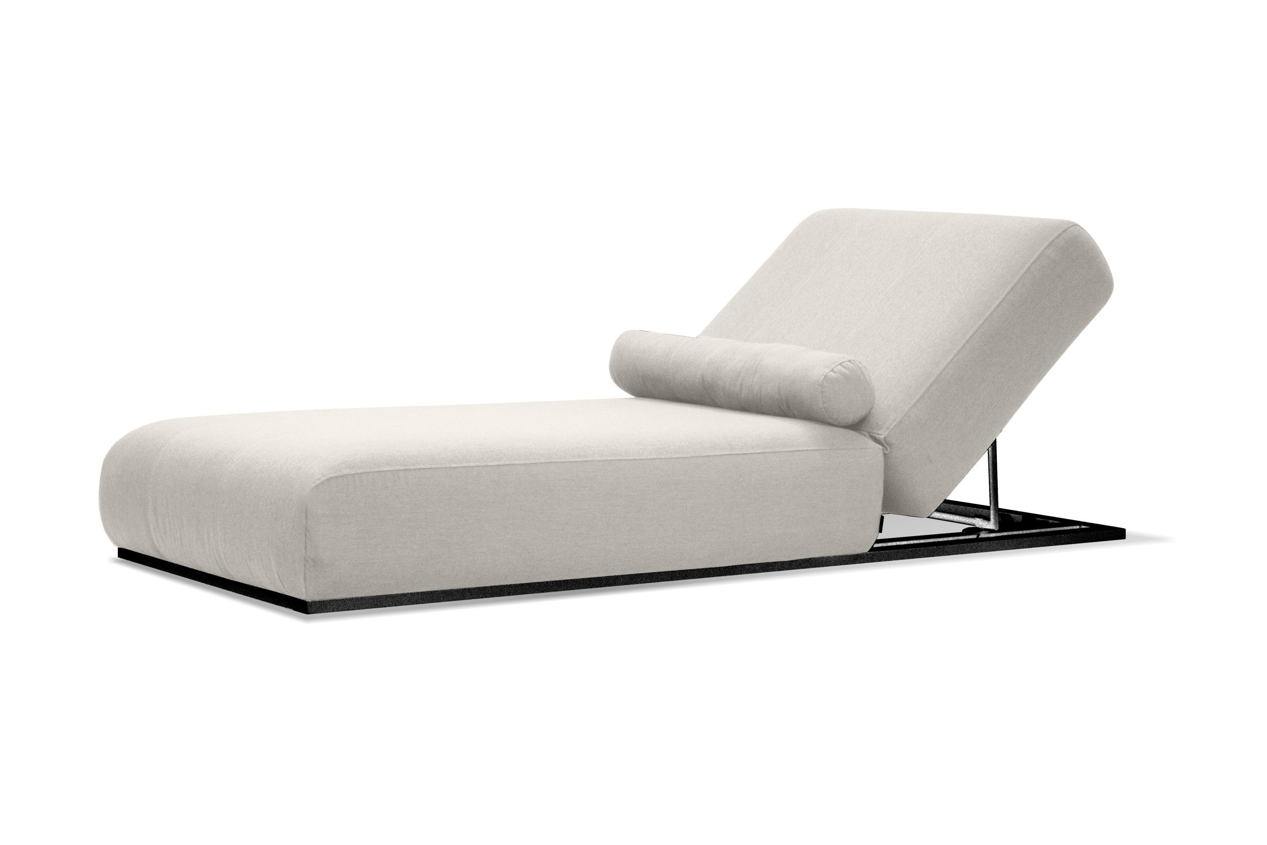 bondi warm ivory sunbrella fabric black aluminum outdoor lounger chair
