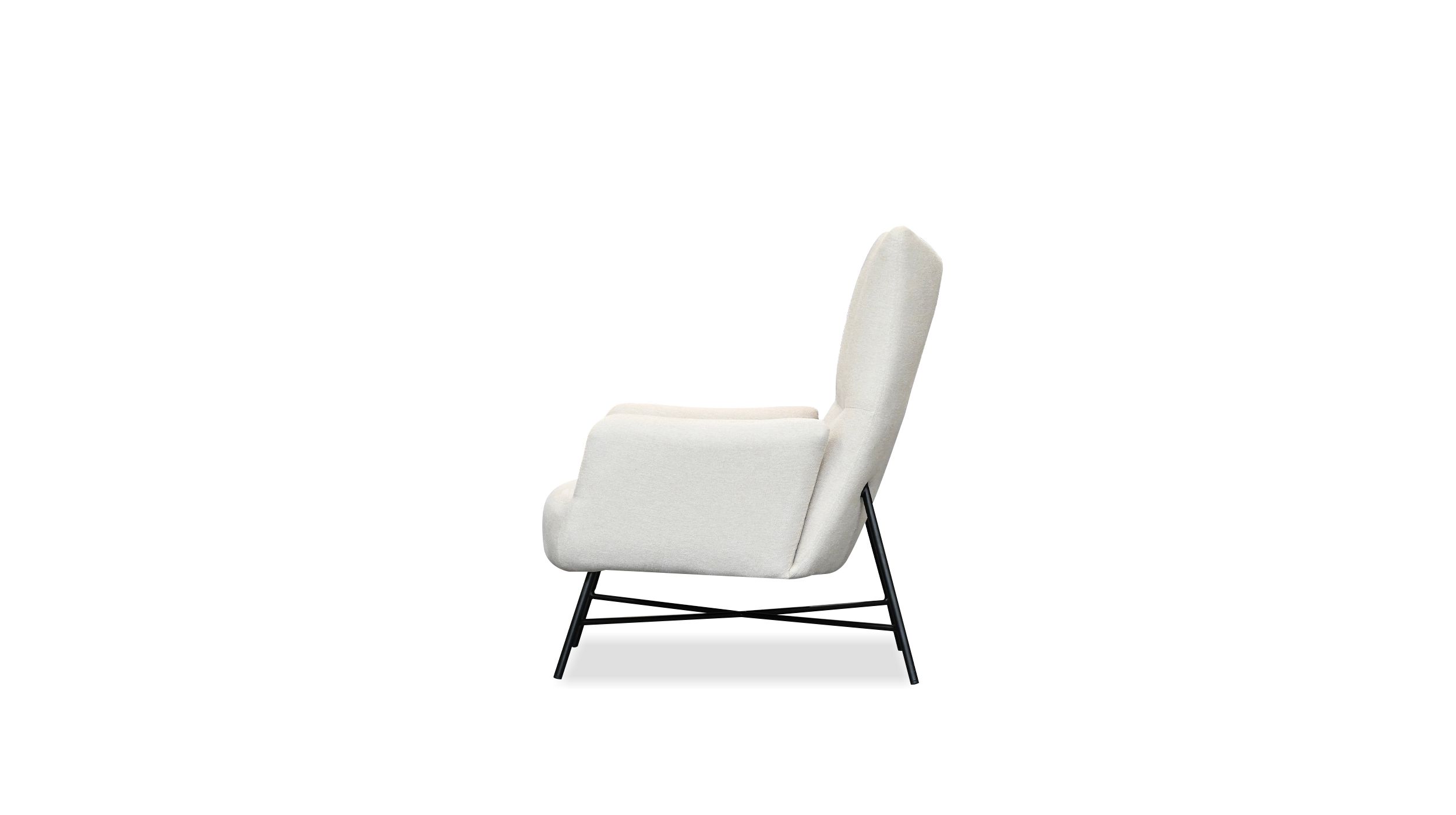 caraway bone fabric lounge chair black steel base
