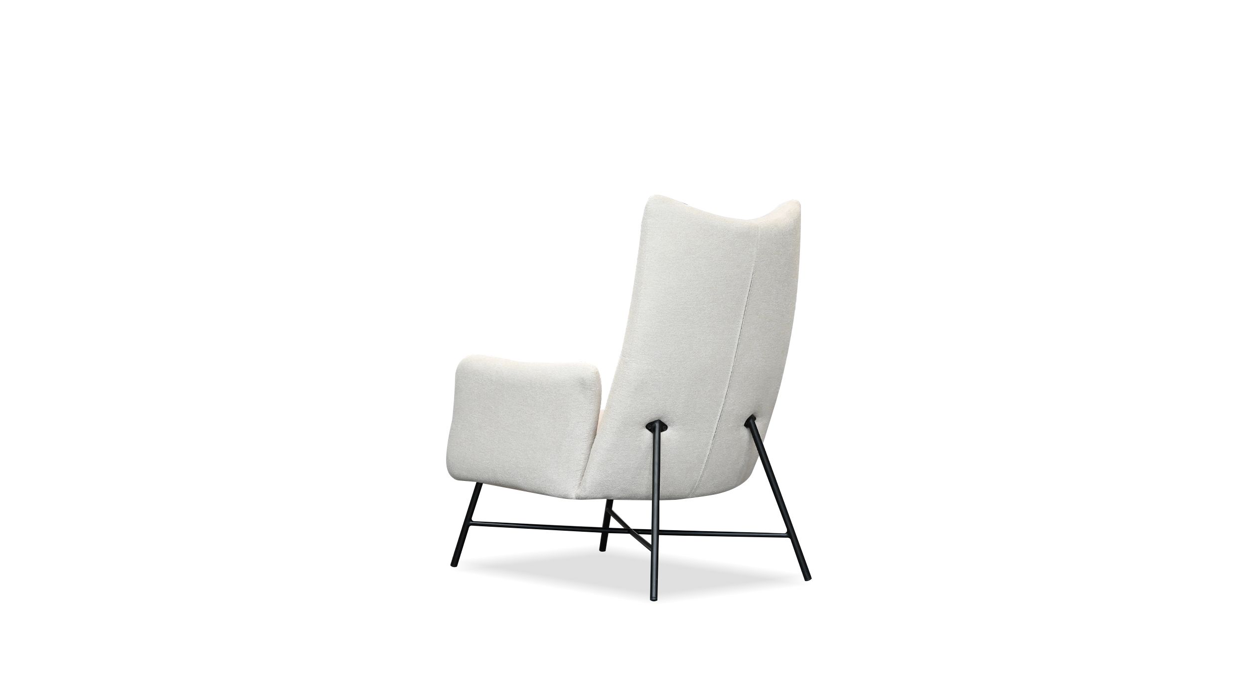 caraway bone fabric lounge chair black steel base