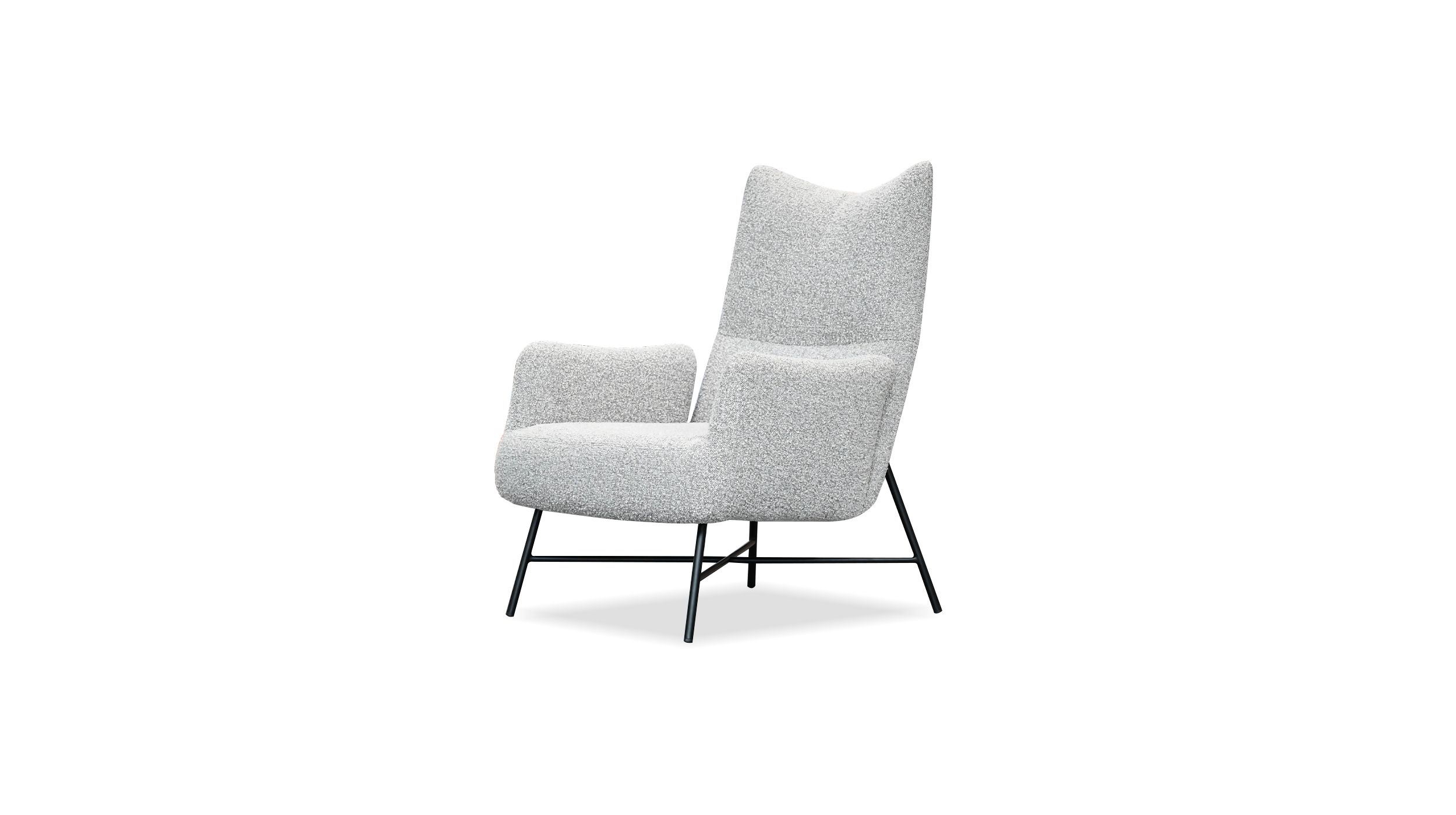 caraway putty bouclé lounge chair black steel base