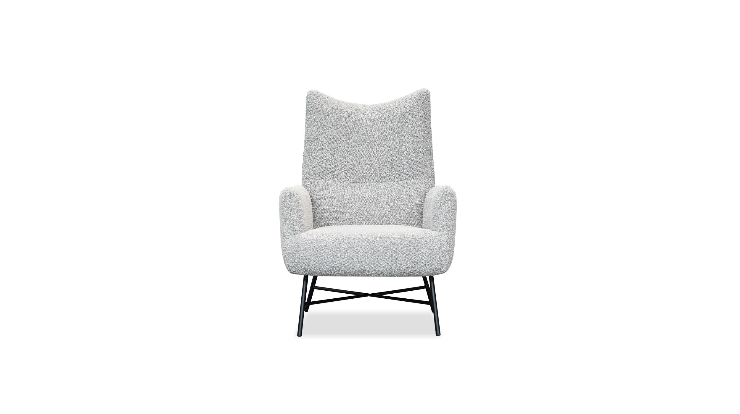caraway putty bouclé lounge chair black steel base