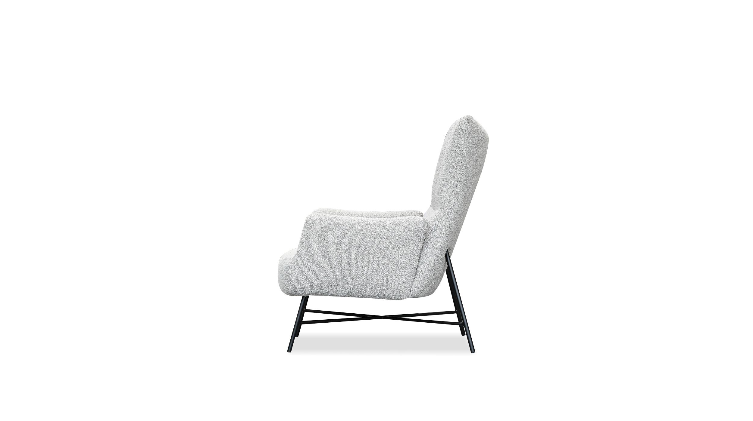 caraway putty bouclé lounge chair black steel base