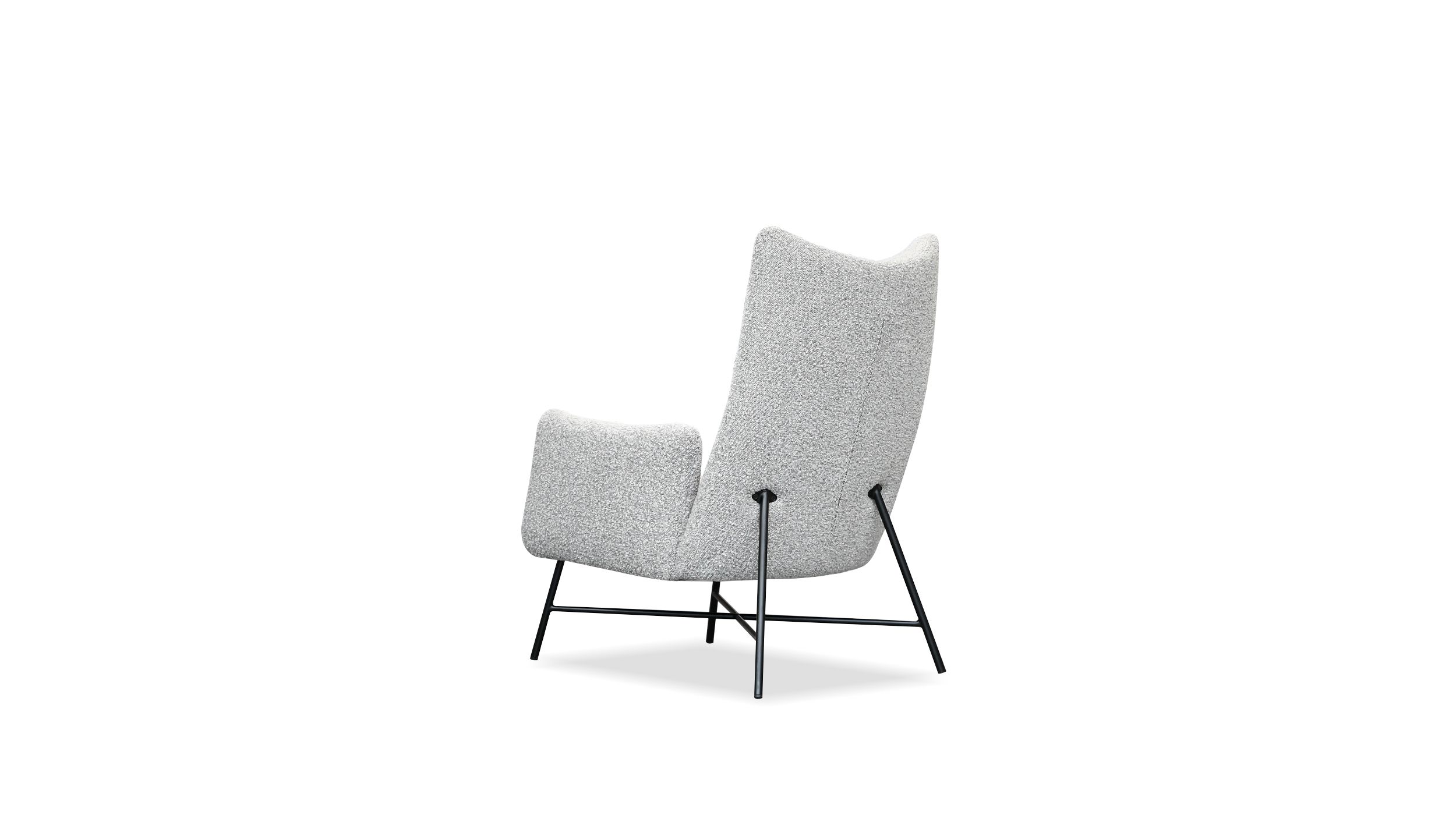caraway putty bouclé lounge chair black steel base