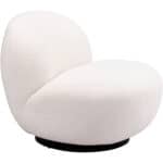 Modern Shearling Style Accent Chair with Steel Legs, Cream