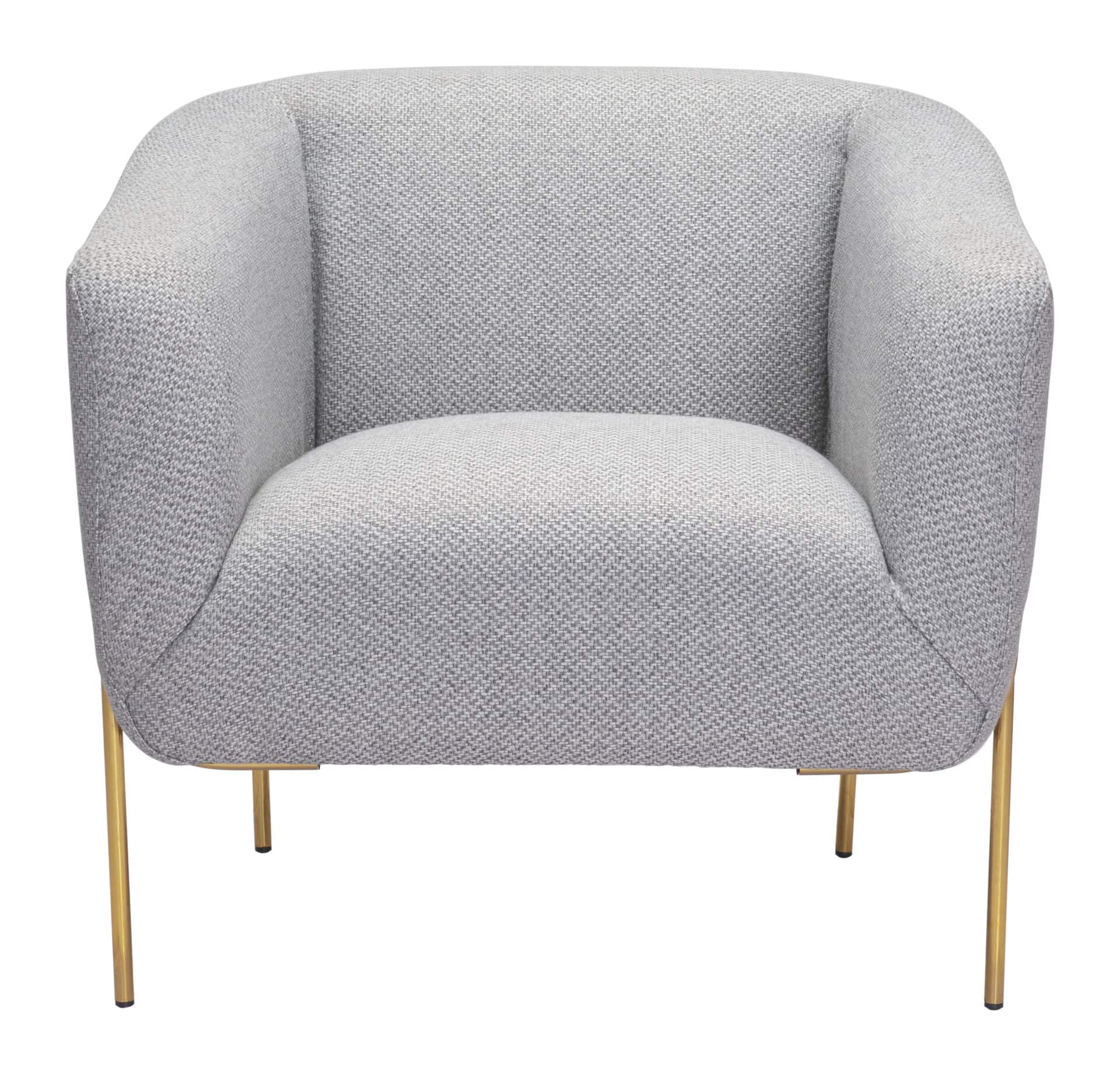 Modern Gray Lounge Chair with Gold Frame 4 Modern Gray Lounge Chair with Gold Frame - Image 4