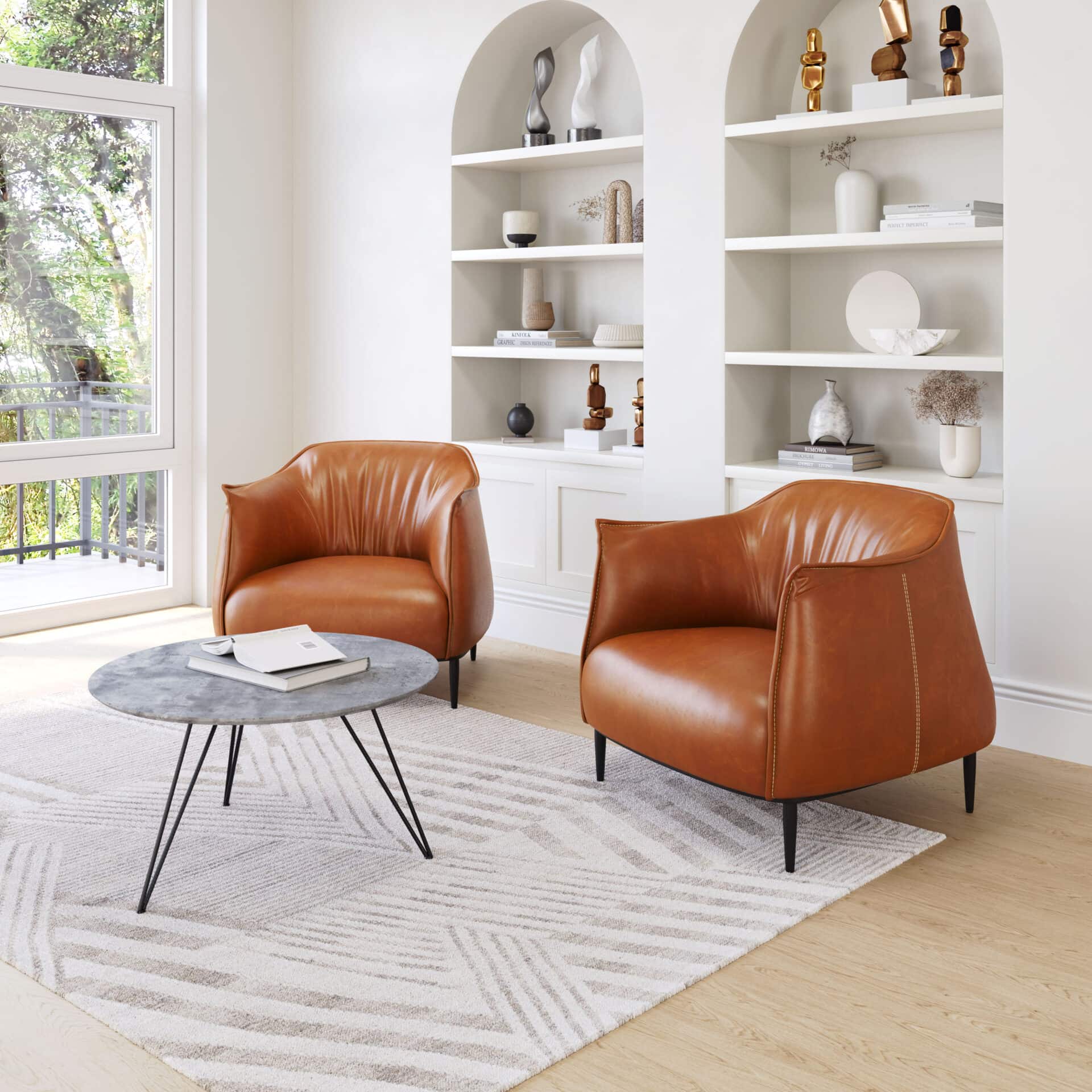 Coffee Brown Faux Leather Accent Chair with Wood and Steel Legs 3 Coffee Brown Faux Leather Accent Chair with Wood and Steel Legs - Image 3