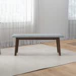 Grey Fabric Upholstered Solid Wood Bench with Removable Legs 36 Inch
