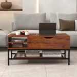 Rustic Brown Lift Top Coffee Table with Hidden Storage and Shelf 8 Rustic Brown Lift Top Coffee Table with Hidden Storage and Shelf