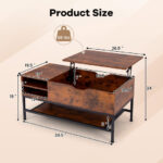Rustic Brown Lift Top Coffee Table with Hidden Storage and Shelf 12 Rustic Brown Lift Top Coffee Table with Hidden Storage and Shelf