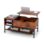 Rustic Brown Lift Top Coffee Table with Hidden Storage and Shelf 11 Rustic Brown Lift Top Coffee Table with Hidden Storage and Shelf