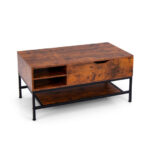 Rustic Brown Lift Top Coffee Table with Hidden Storage and Shelf 10 Rustic Brown Lift Top Coffee Table with Hidden Storage and Shelf