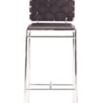 Espresso Faux Leather Counter Stools with Chrome Legs (Set of 2)