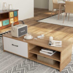 Modern TV Stand with Drawer and Shelves for 55-Inch TVs