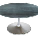 Round Gray Marble Dining Table with Steel Base (Seats 8)