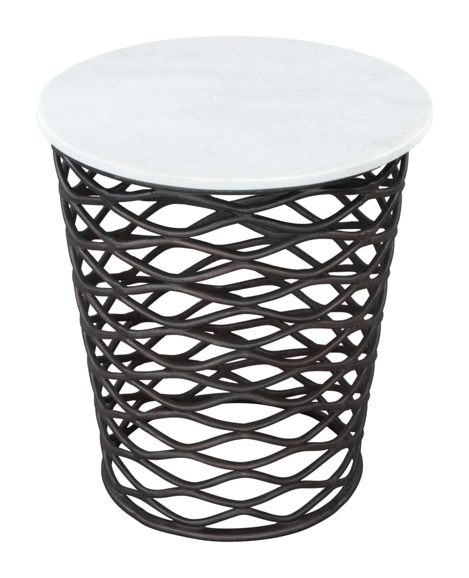 Round Marble Top Side Table with Steel Frame and Rubber Feet 4 Round Marble Top Side Table with Steel Frame and Rubber Feet - Image 4