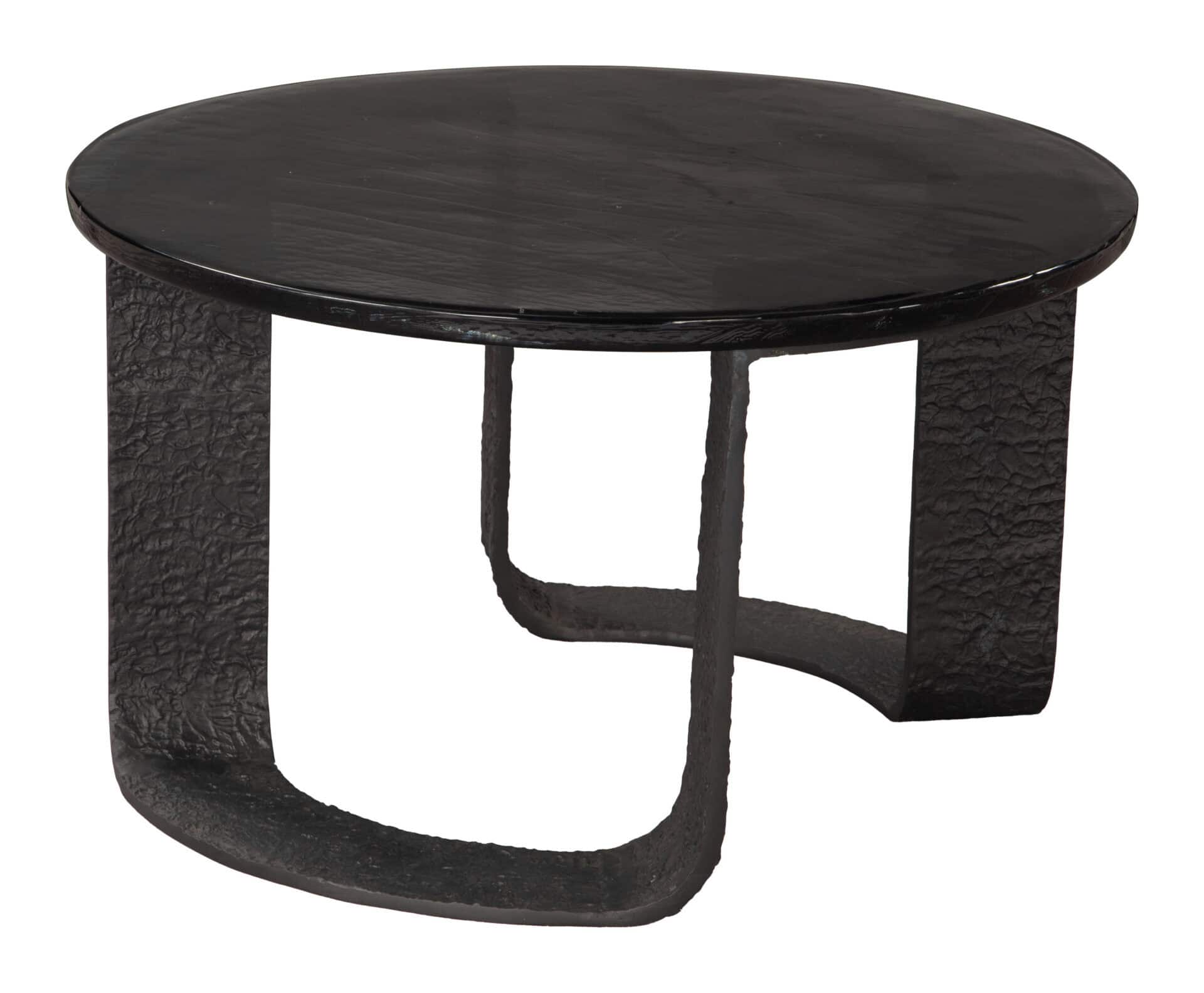 Modern Black Round Coffee Table with Cast Glass and Aluminum 1 Modern Black Round Coffee Table with Cast Glass and Aluminum