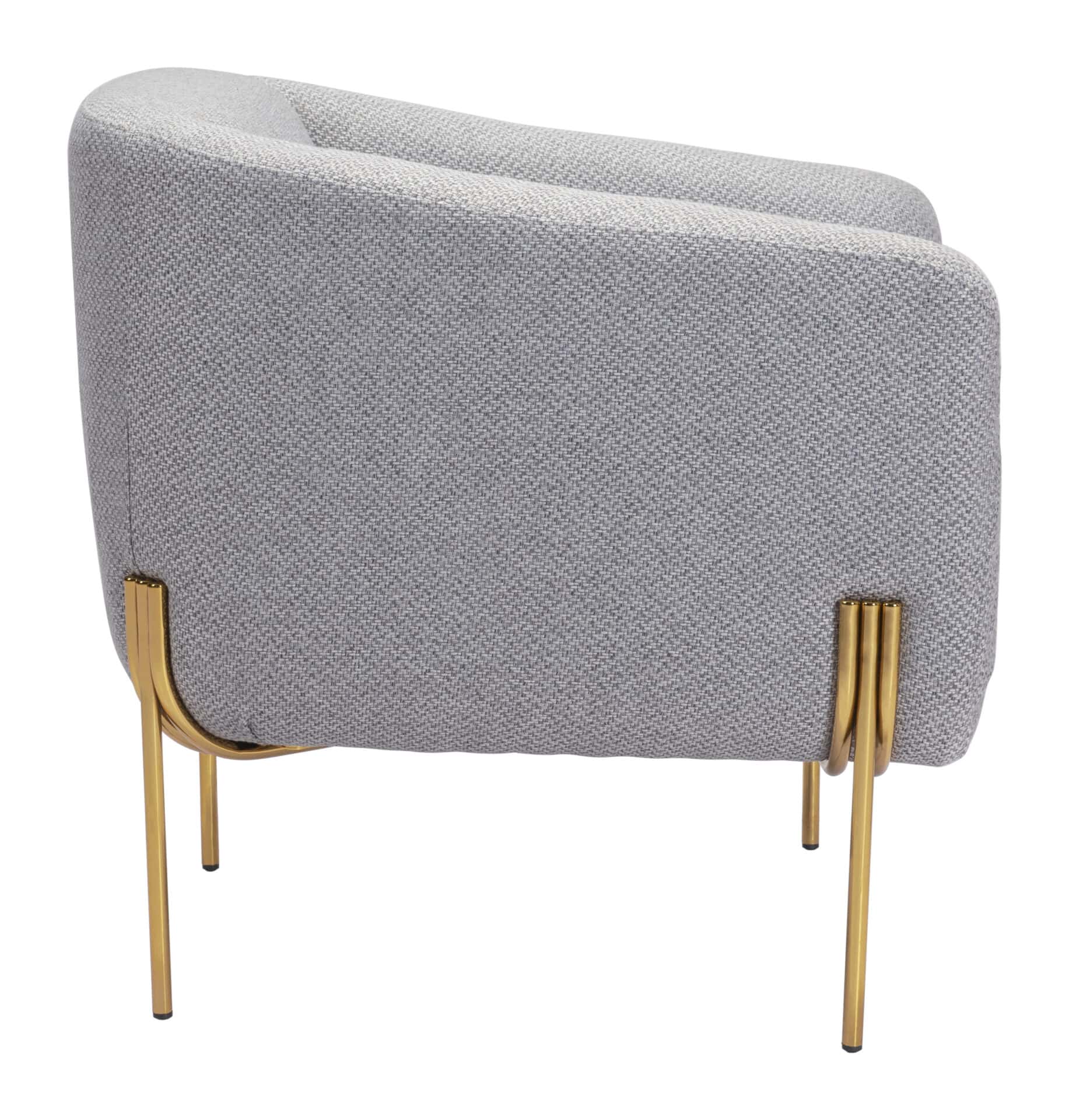 Modern Gray Lounge Chair with Gold Frame 3 Modern Gray Lounge Chair with Gold Frame - Image 3