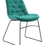 Velvet Tufted Dining Chair with Steel Frame in Green (Set of 2)