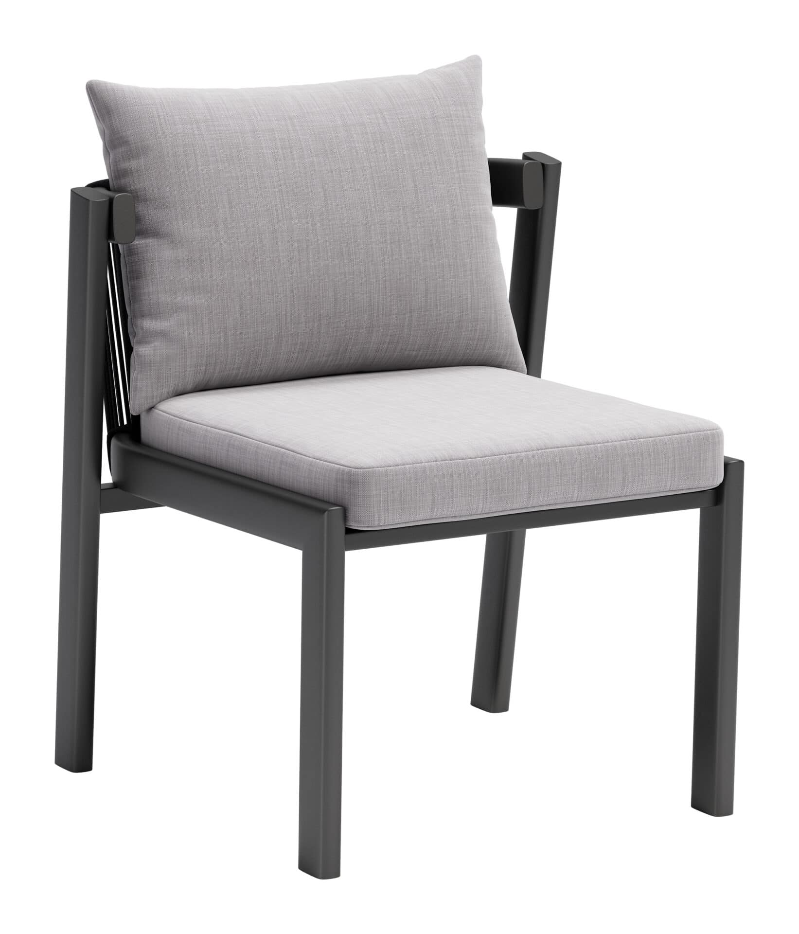 Gray Outdoor Dining Chairs Durable Aluminum Frame (Set of 2) 3 Gray Outdoor Dining Chairs Durable Aluminum Frame (Set of 2) - Image 3
