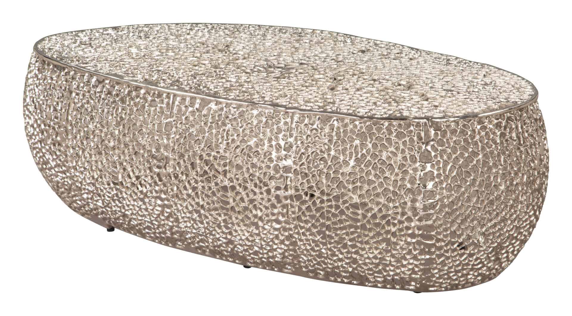 Modern Silver Aluminum Coffee Table with Oval Top 1 Modern Silver Aluminum Coffee Table with Oval Top