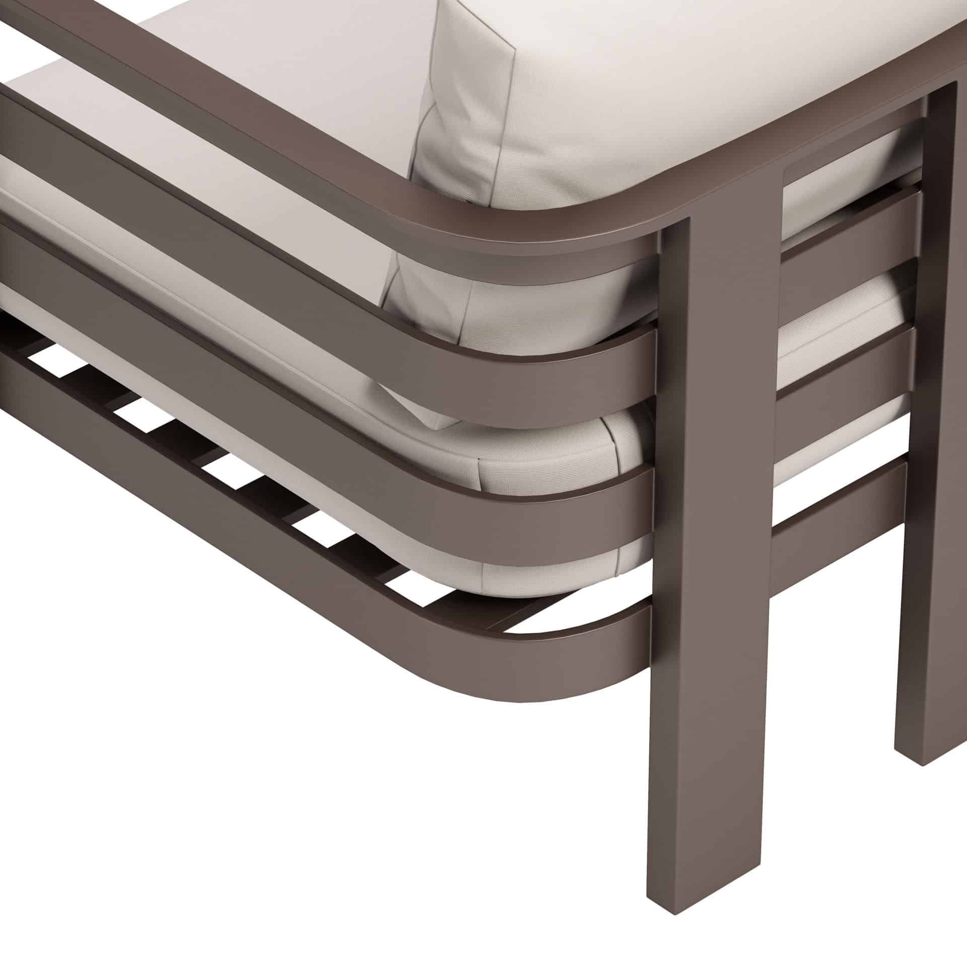 White Modern Armchair with Washable Cushion and Aluminum Frame 22 White Modern Armchair with Washable Cushion and Aluminum Frame