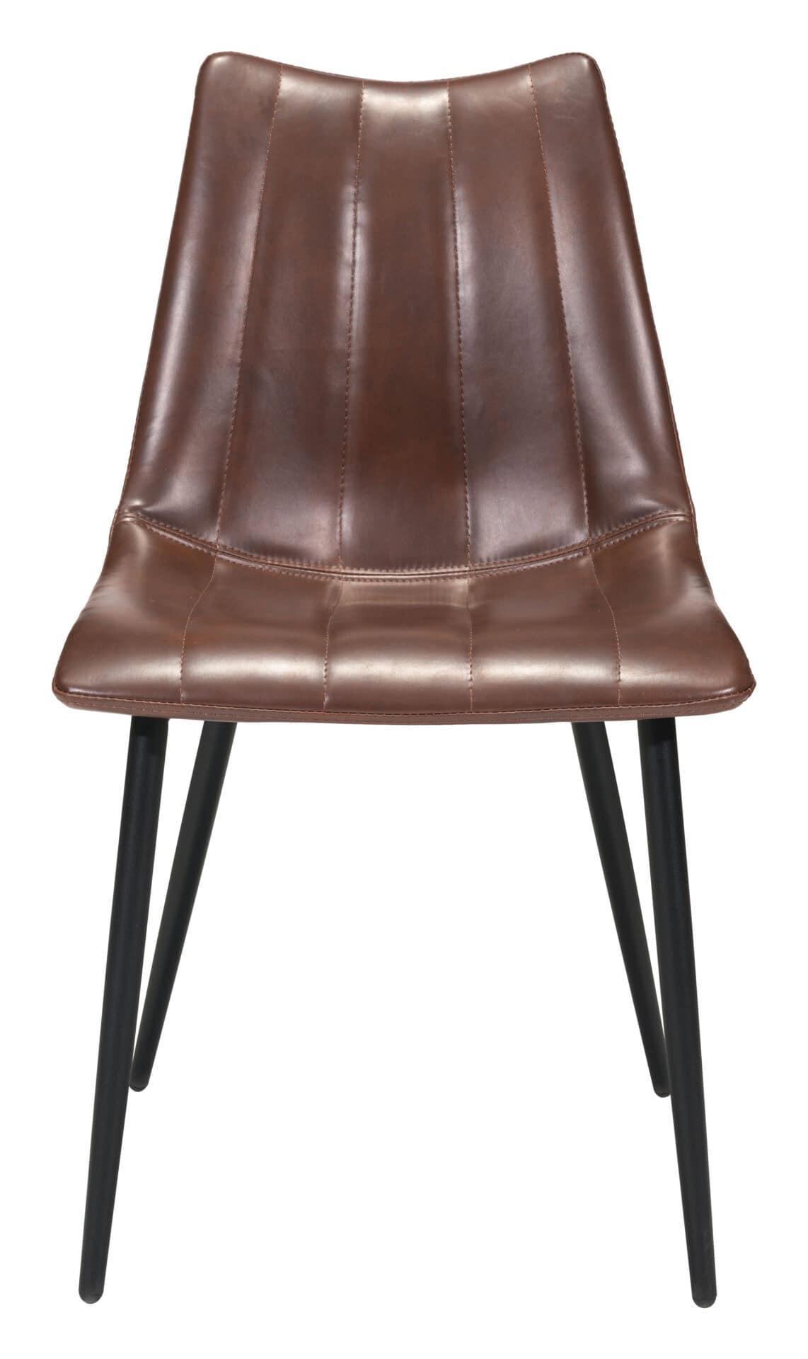 Brown Faux Leather Scoop Dining Chair with Tufted Seat (Set of 2) 5 Brown Faux Leather Scoop Dining Chair with Tufted Seat (Set of 2) - Image 5