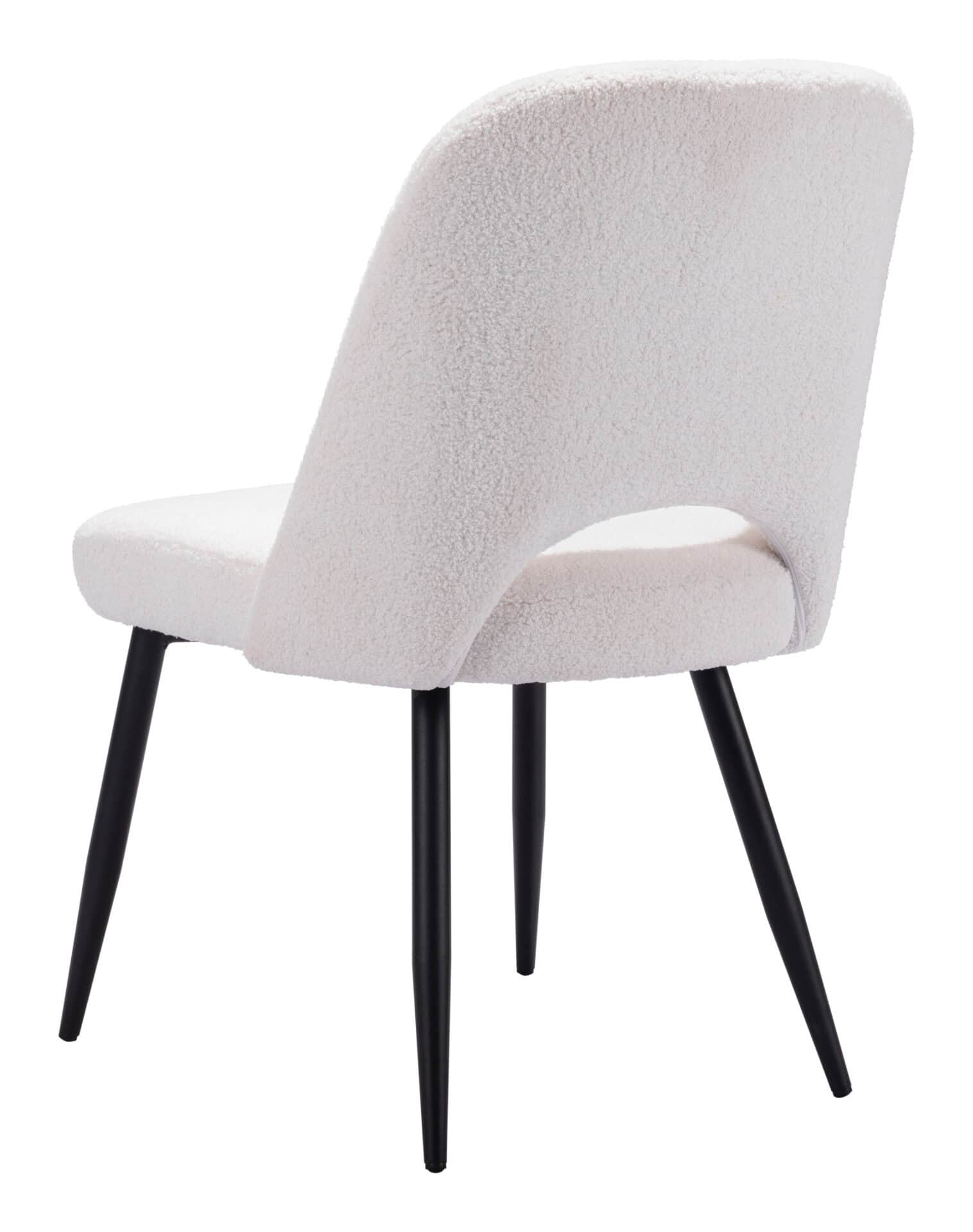 Ivory Shearling Style Dining Chairs with Steel Legs (Set of 2) 8 Ivory Shearling Style Dining Chairs with Steel Legs (Set of 2) - Image 8