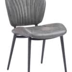 Vintage Gray Tufted Faux Leather Dining Chairs with Steel Frame (Set of 2)