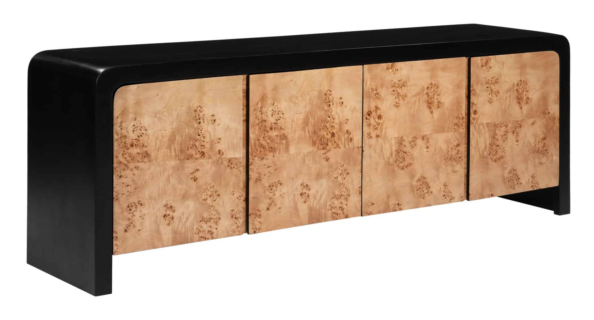 Modern Mango Wood Entertainment Stand with French Doors and Shelves 1 Modern Mango Wood Entertainment Stand with French Doors and Shelves
