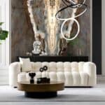 Cream Boucle Tufted Chesterfield Sofa with Removable Legs